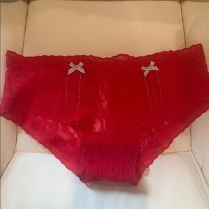 Victoria's Secret Red Lace Panties with Silver Accents